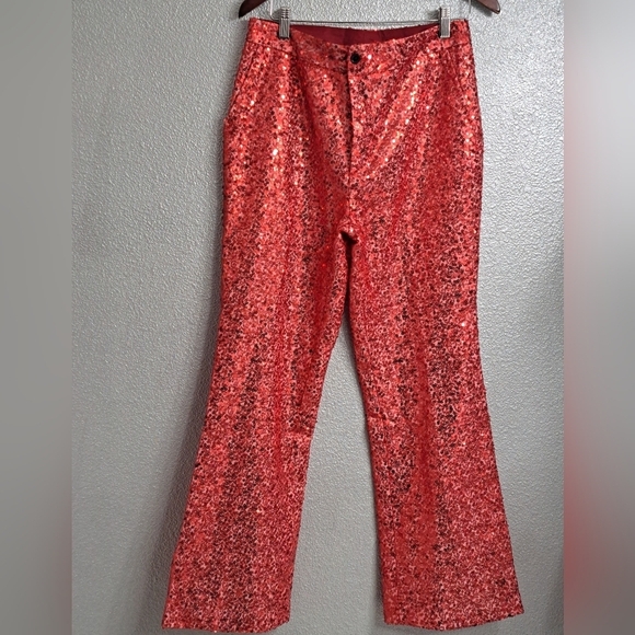 Pants - Handmade Red Sequin Pants